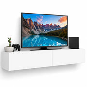 Mobile Porta Tv Sospeso da Salotto Mobiletto con 2 Cassetti Bianco 135x31.5x25cm
