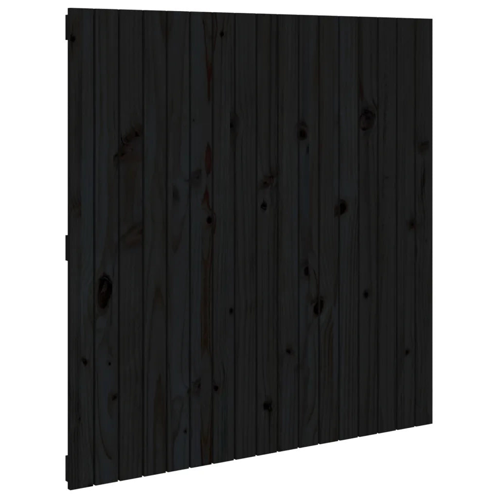Testiera | Testata da Parete Nera 108x3x110 cm in Legno Massello di Pino