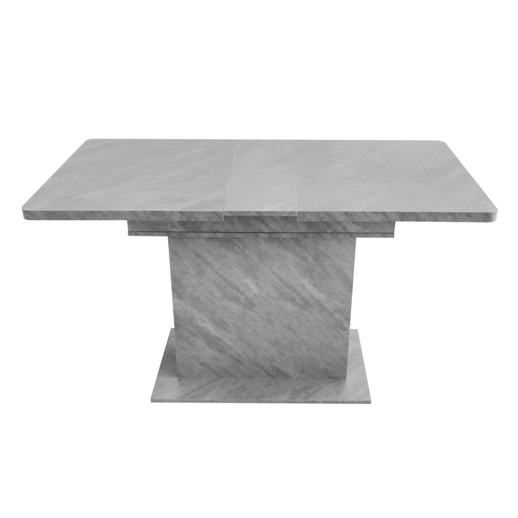 Tavolo da pranzo allungabile grigio in truciolato e metallo, design salvaspazio multifunzione