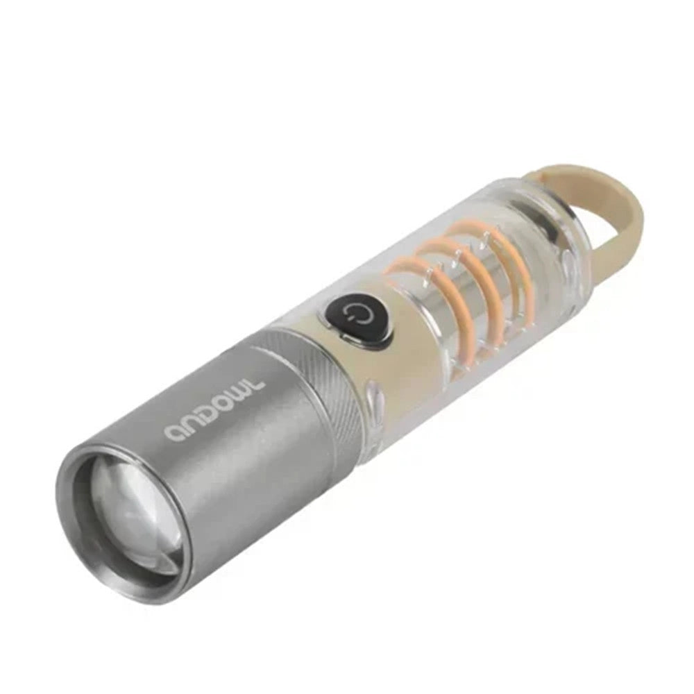 Trade Shop - Torcia Elettrica Ricaricabile Led In Alluminio Con Clip 808pro Telescopica 4 Modalità Luce -