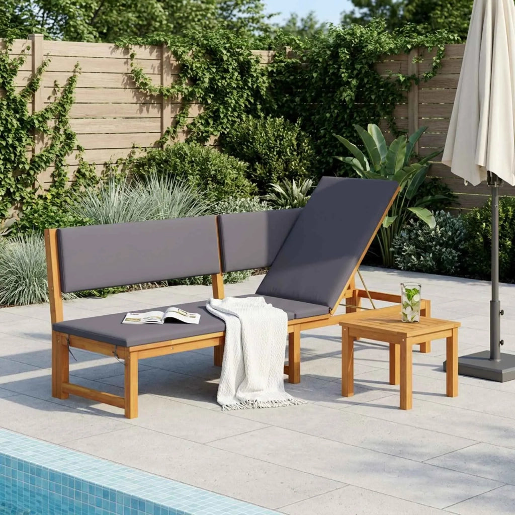 Lettino da sole con cuscino Olio Naturale 200 x 57 x 75cm 4108113