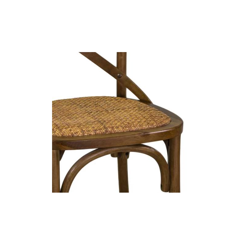 Sedia legno cross marrone chiaro sedutaintreccio cm 51x55h46,5/89