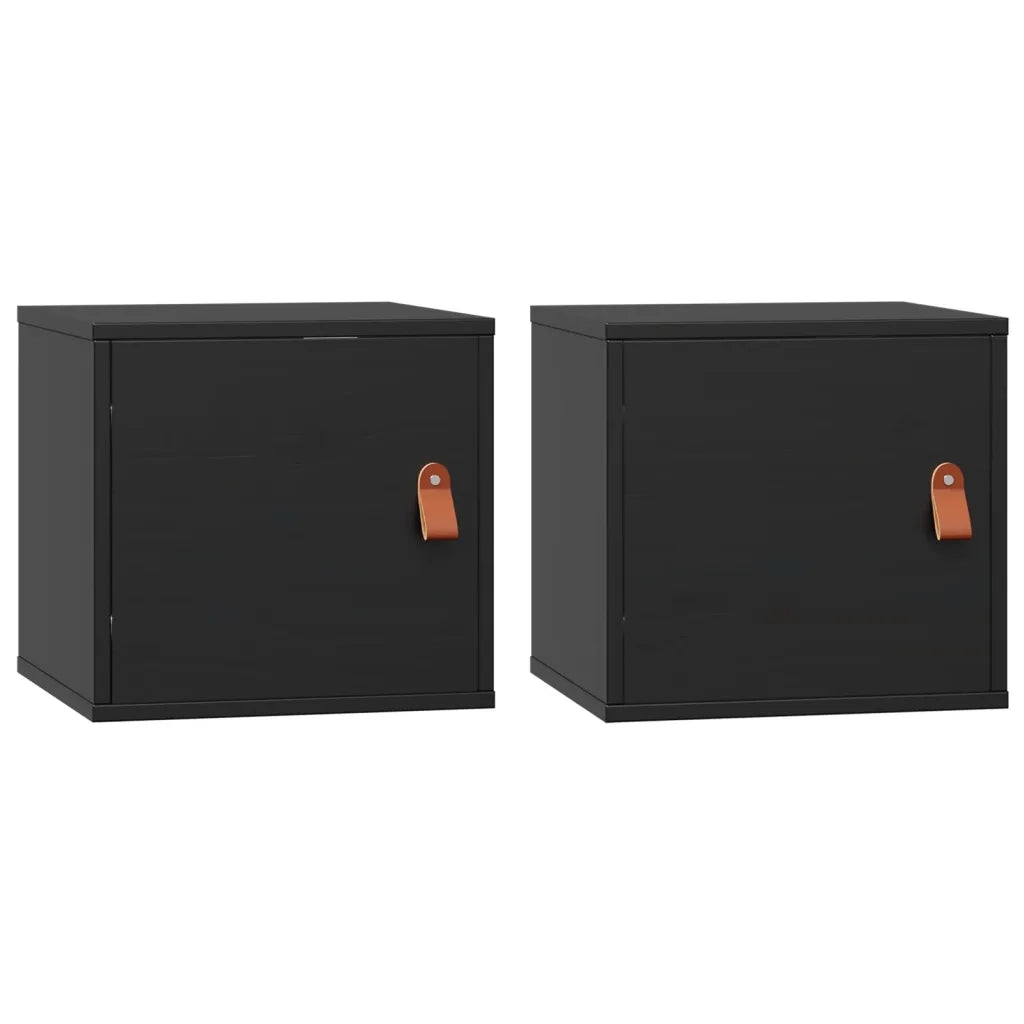 Pensili 2pz Neri 31,5x30x30 cm in Legno Massello di Pino cod mxl 32746