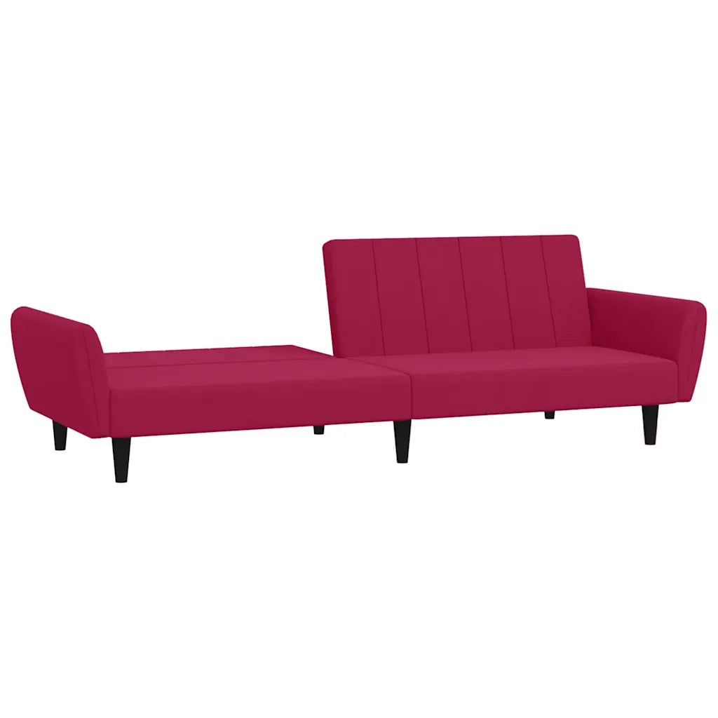 Divano Letto a 2 Posti Rosso Vino in Velluto 375862