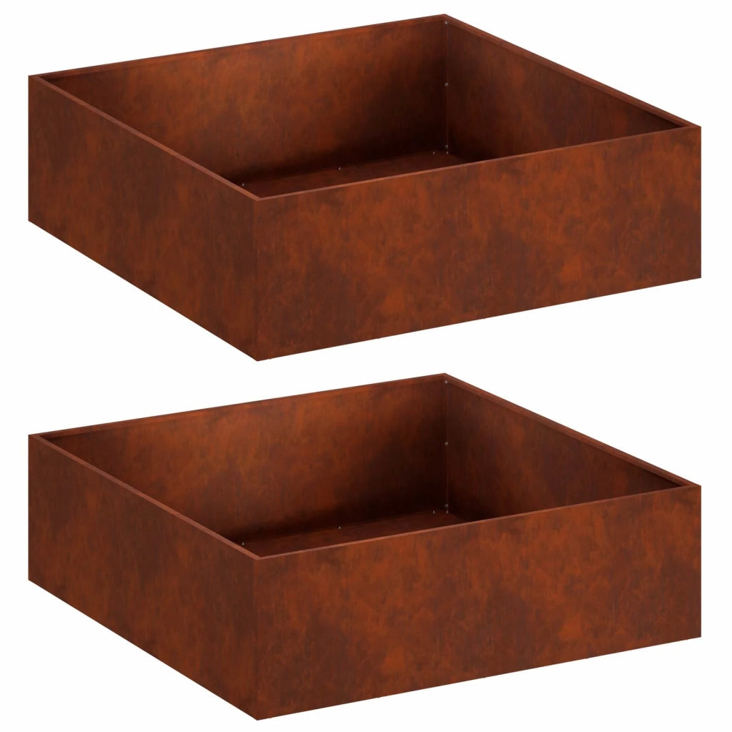 Vaso da giardino 2 pz Ruggine 80 x 80 x 30 cm Acciaio Corten 8005077