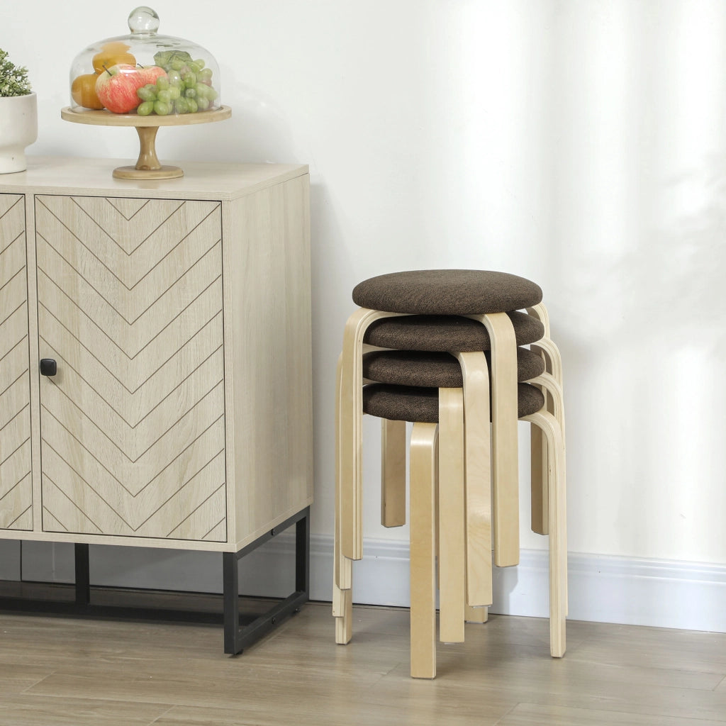 Sgabello imbottito in set di 4 ¨C Zephmum ¨C Legno marrone