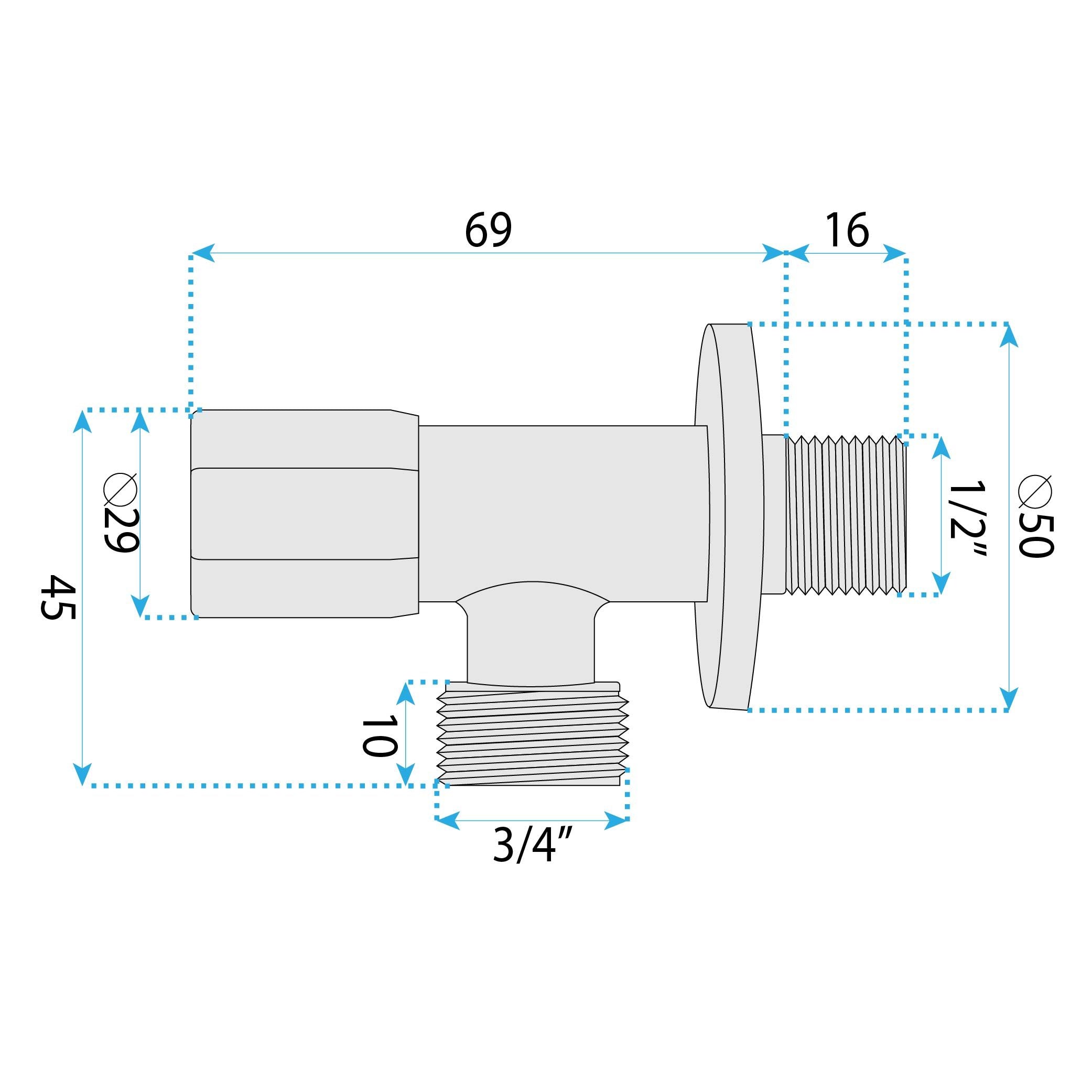 Valvola Ad Angolo 02 1/2" X 3/4" Black