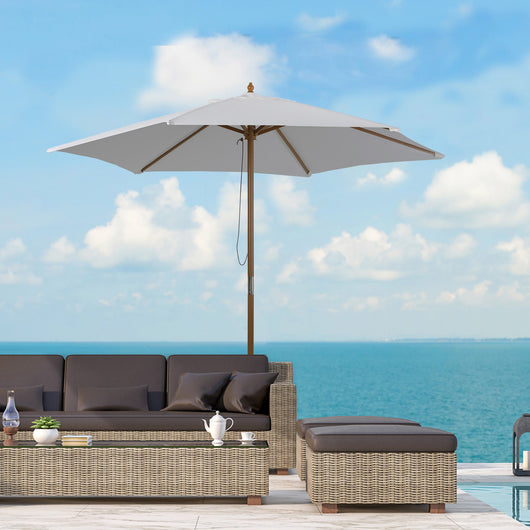 Ombrellone da Giardino Ø2,5x2,3 m Palo Ø38 mm in Bambù Bianco