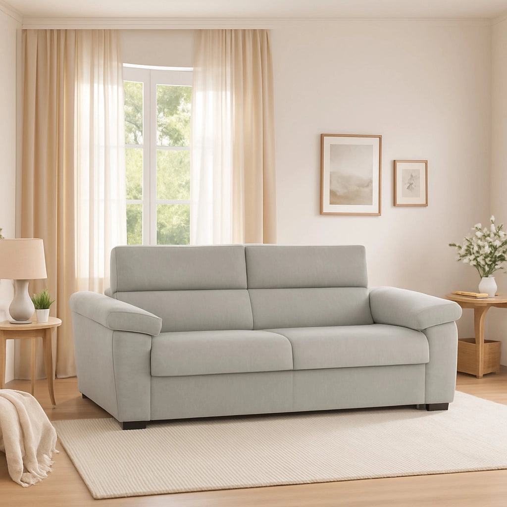 Seui, Divano Letto 2 Posti Sfoderabile Made in Italy, 185x95 cm Beige