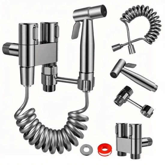 Set di docciaschiuma per bagni con bocchetta in acciaio inossidabile per pulire la doccia della stanza da bagno, accessori per igiene personale - grigio