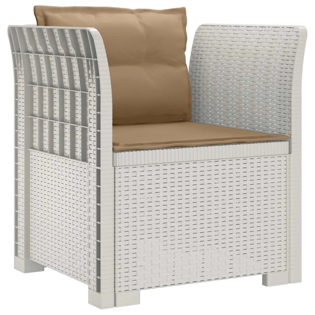 Sedia da giardino-Poltrona a 1 Posto con Cuscini Aspetto Rattan PP Bianco 626405