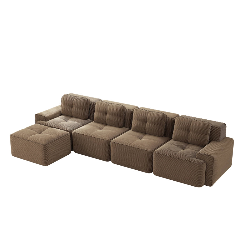 Sofa modulare senza ossa - Zephmum- L-f?rmiglia, 4 posti, velluto, marrone