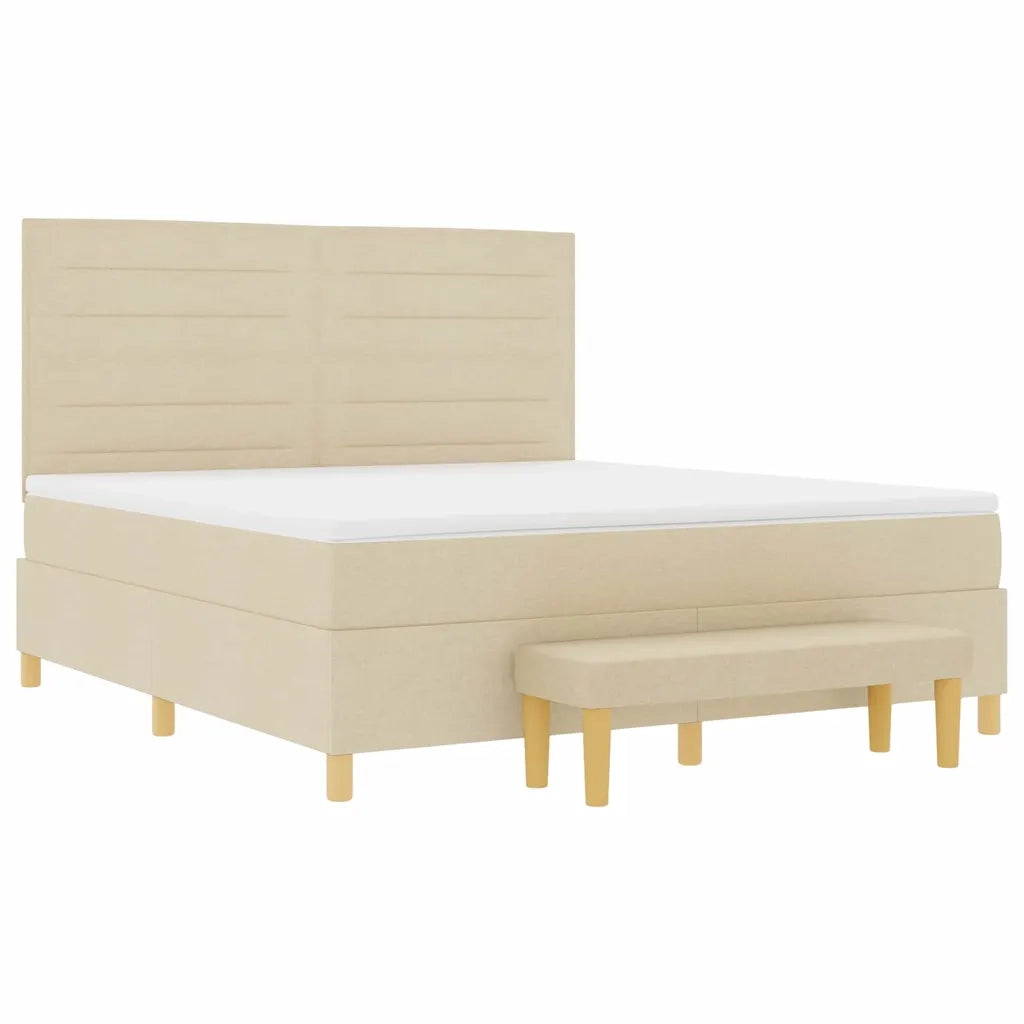 Letto a molle con testiera Crema 200 x 180 cm Tessuto 3344245