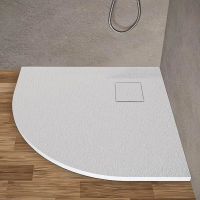 Piatto doccia 80x80 semicircolare bianco pietra in resina riducibile Agorà