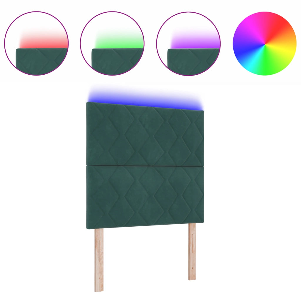Testata LED Design Blocchi Di Diamante Verde Scuro 90 cm Velluto