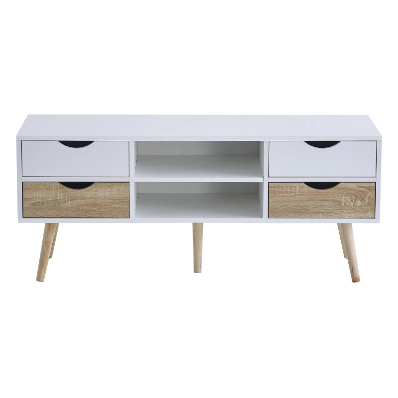 Porta Tv Bolt 4 Cassetti E 2 Vani A Giorno 120x40x45 Bianco/naturale