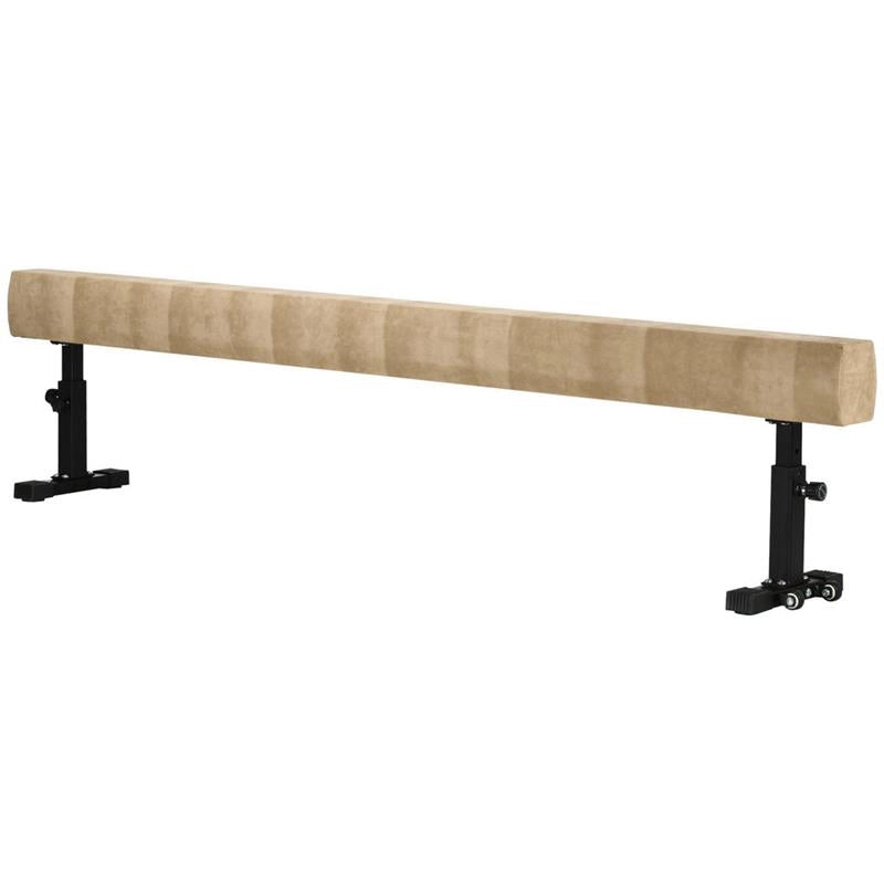 TRAVE GINNASTICA ARTISTICA DA CASA CON ALTEZZA REGOLABILE, RUOTE E PIEDINI ANTISCIVOLO, PER BAMBINI DA 3-12 ANNI, 226X31X59CM, MARRONE