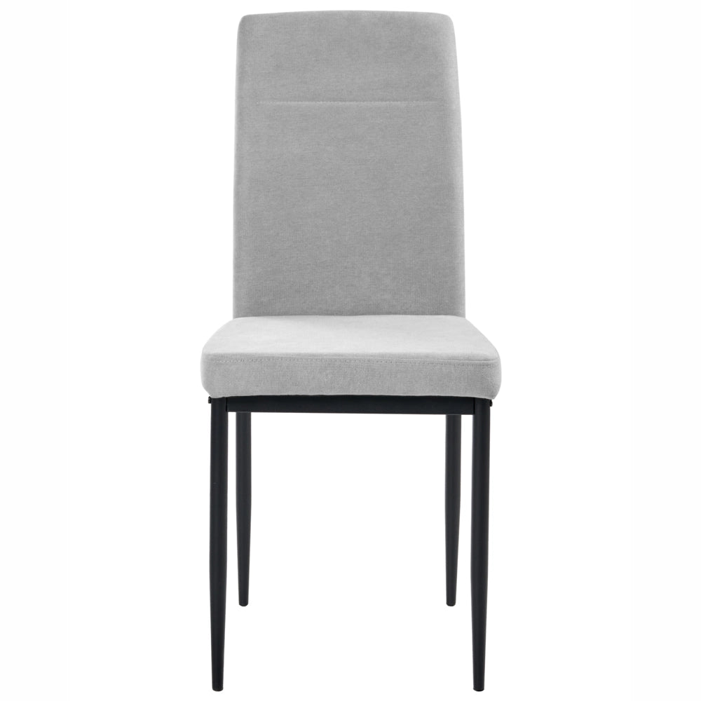 Set di 4 sedie da pranzo in tessuto, rivestimento grigio gambe in ferro nero senza braccioli per sala da pranzo
