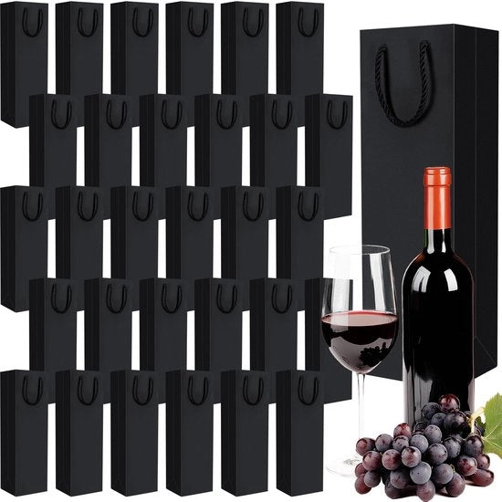 Sacchetto per Vino da 30 pezzi - Carta di Carta - Riciclabile - Maniglie a Rotella - Solido - Ideale per Regali - Sacchetto Regalo