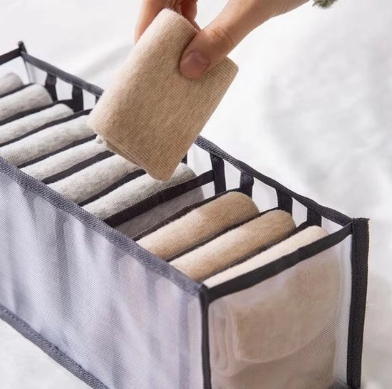 Organizzatore per armadi/lavanderia - Pieghevole - Nero - Con scomparti per calze, intimo e accessori
