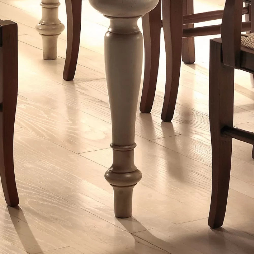 Tavolo shabby allungabile gamba tornita in legno avorio/noce l.140 p.90 h.80 - Mobili 2G