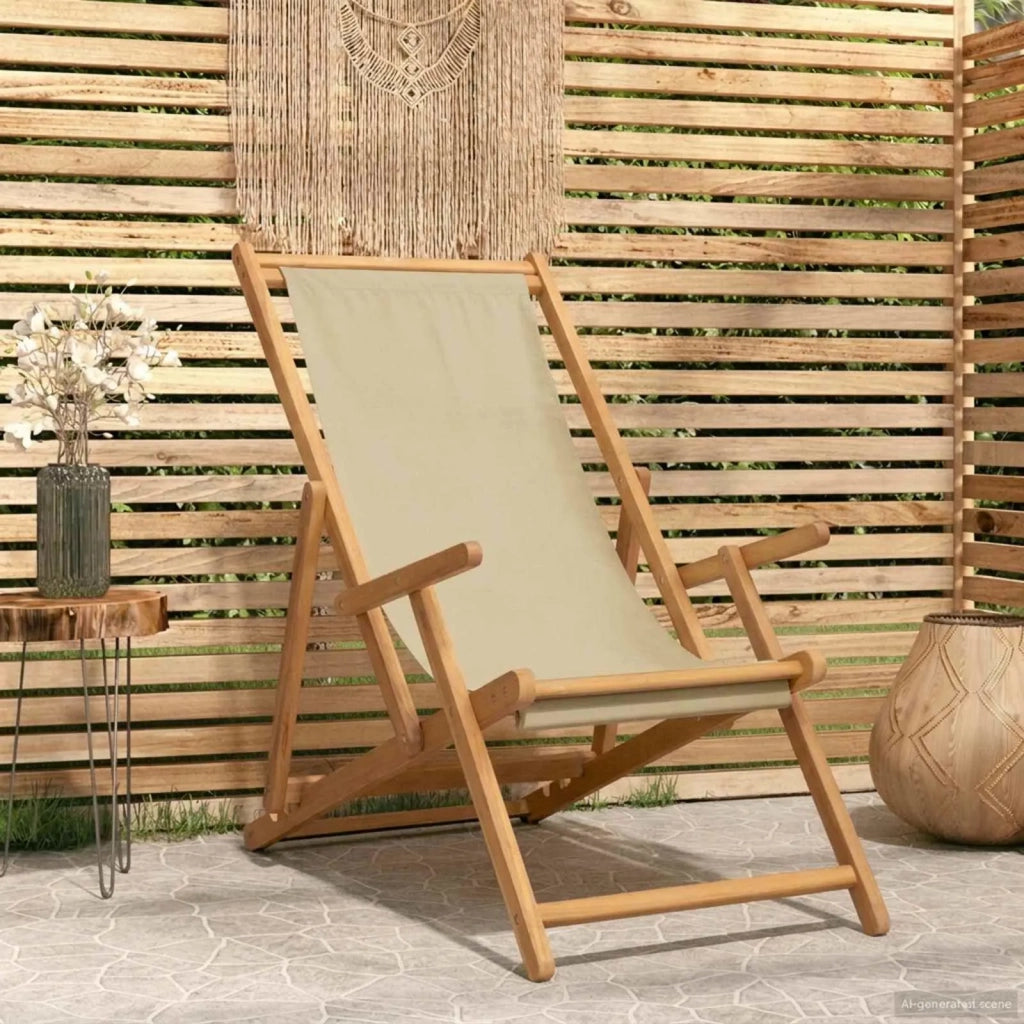Sedia da spiaggia Beige Legno di teak solido 42032666