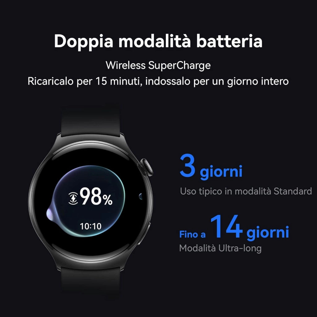 HUAWEI WATCH 4 Smartwatch,Vetro curvo 3D,Check salute Multi-Point in 1 min,eSIM,Nuovi anelli attività,Batteria fino a 14 giorni,100+ workout,Compatibile con Android e iOS,Versione italiana,Nero