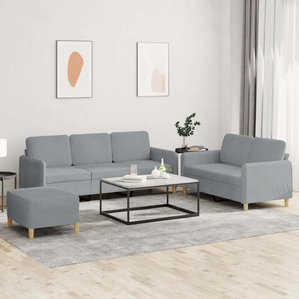 Set di Divani 3 pz con Cuscini Grigio Chiaro in Tessutocod mxl 83277