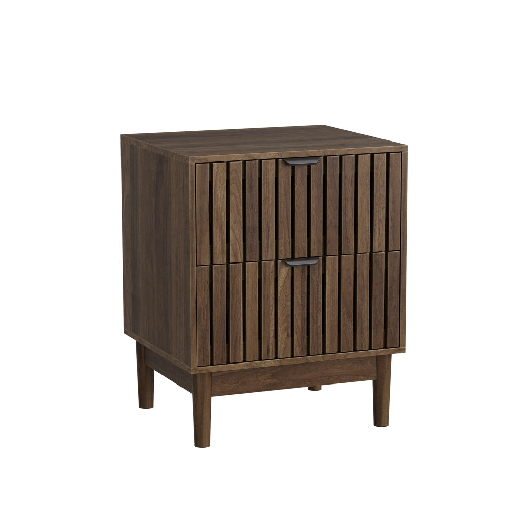 Comodino Mid-Century Modern ¨C MINIMAL ¨C Legno con 2 Cassetti, 45x39x56,5 cm