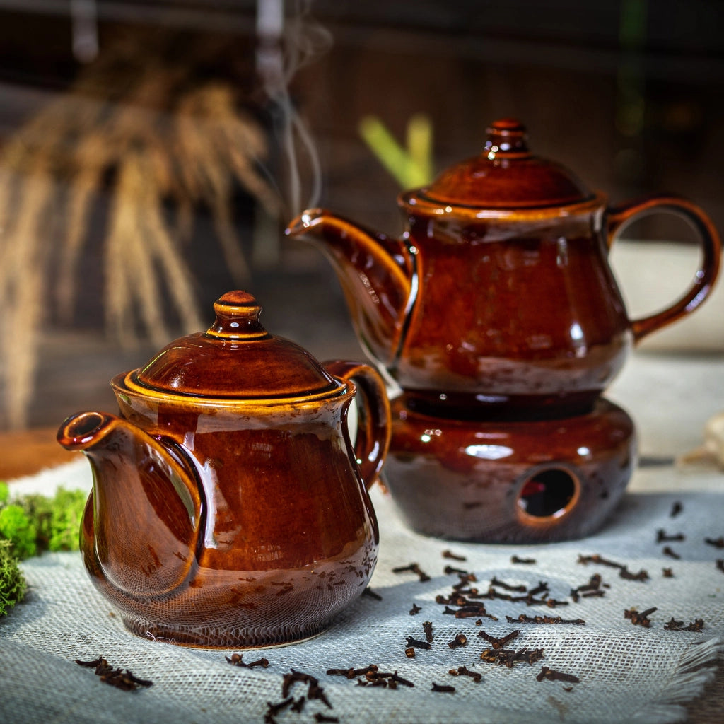 Teiera KADAX con scaldatinta per erbe da 1 litro, in ceramica e gres.