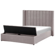 Letto velluto di colore grigio rete a doghe e cassapanca 160 x 200 cm stile moderno glam