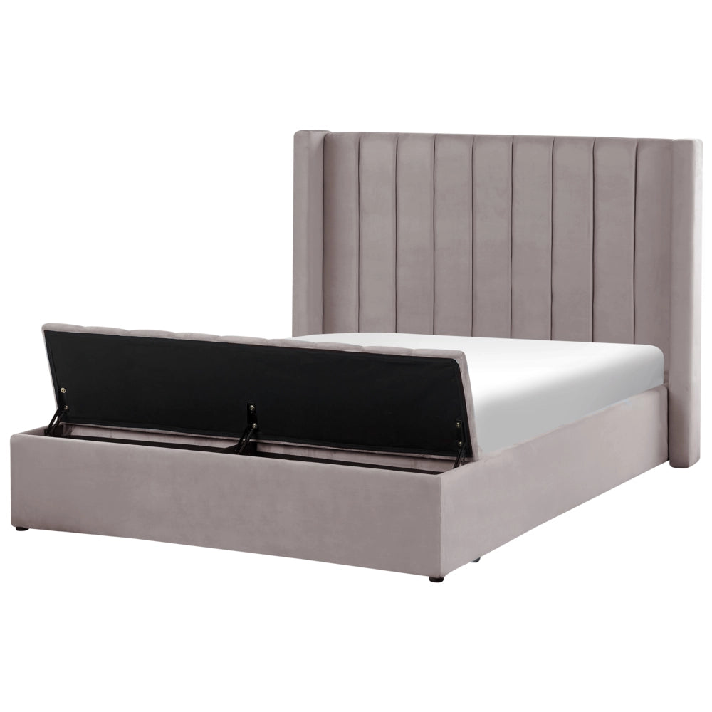 Letto velluto di colore grigio rete a doghe e cassapanca 160 x 200 cm stile moderno glam
