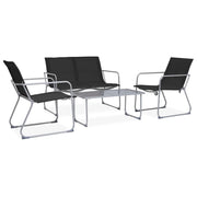 Set di mobili da giardino mobili da esterno set da 4 pezzi tessuto e acciaio nero 02_0016281