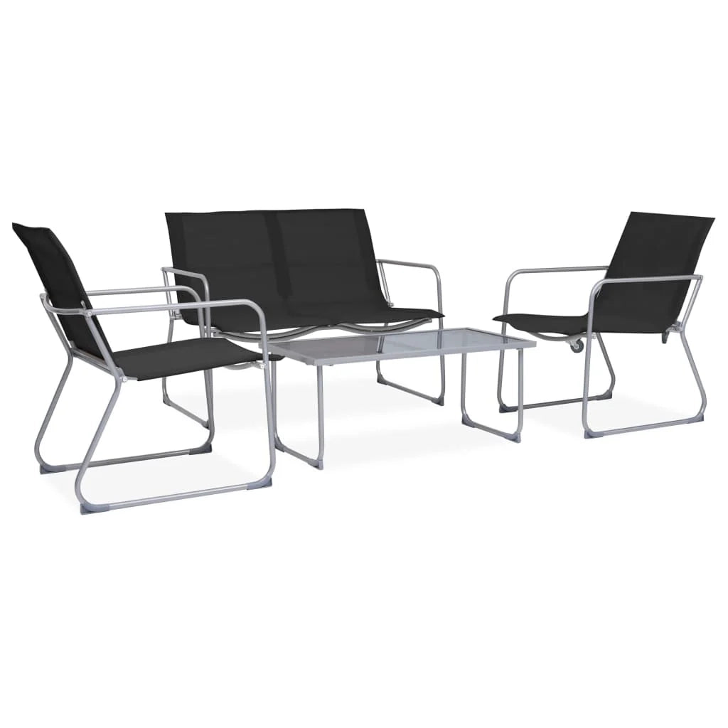 Set di mobili da giardino mobili da esterno set da 4 pezzi tessuto e acciaio nero 02_0016281