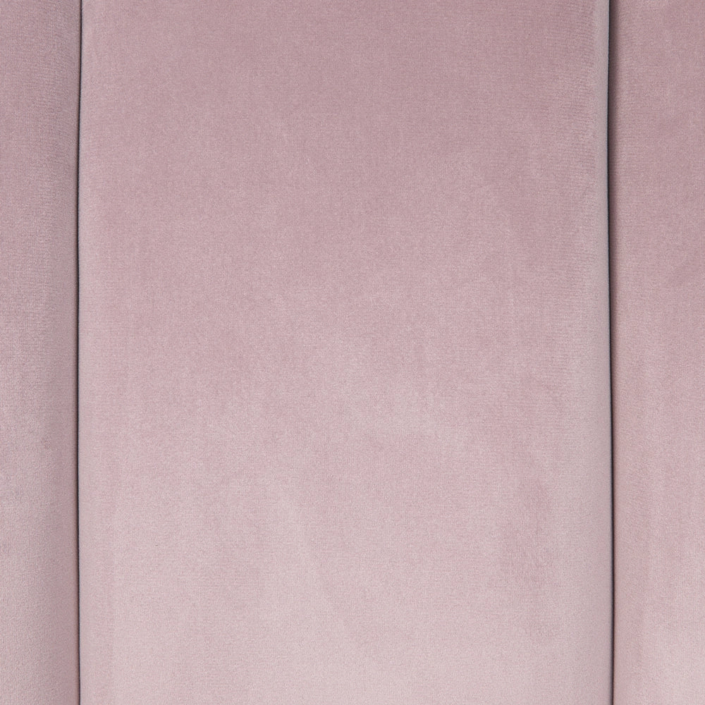 Divano in velluto rosa a 3 posti con braccioli incassati sullo schienale gambe in legno