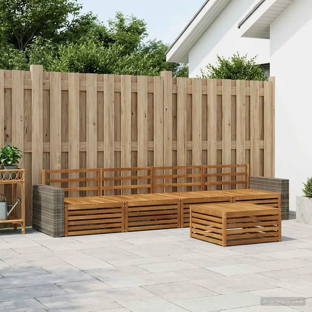 Set di divani da esterno 7 pz Naturale Legno di Acacia Massello 3383067