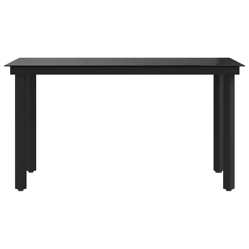 Tavolo da Giardino Nero 140x70x74 cm in Acciaio e Vetro 318747