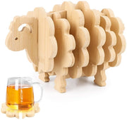 Set di 7 supporti in legno per bicchieri, supporti per bicchieri in legno, supporti in vetro per bicchieri in vetro, bicchieri, bar, tazze, supporti per tazze in vetro, supporti per tazze in legno.