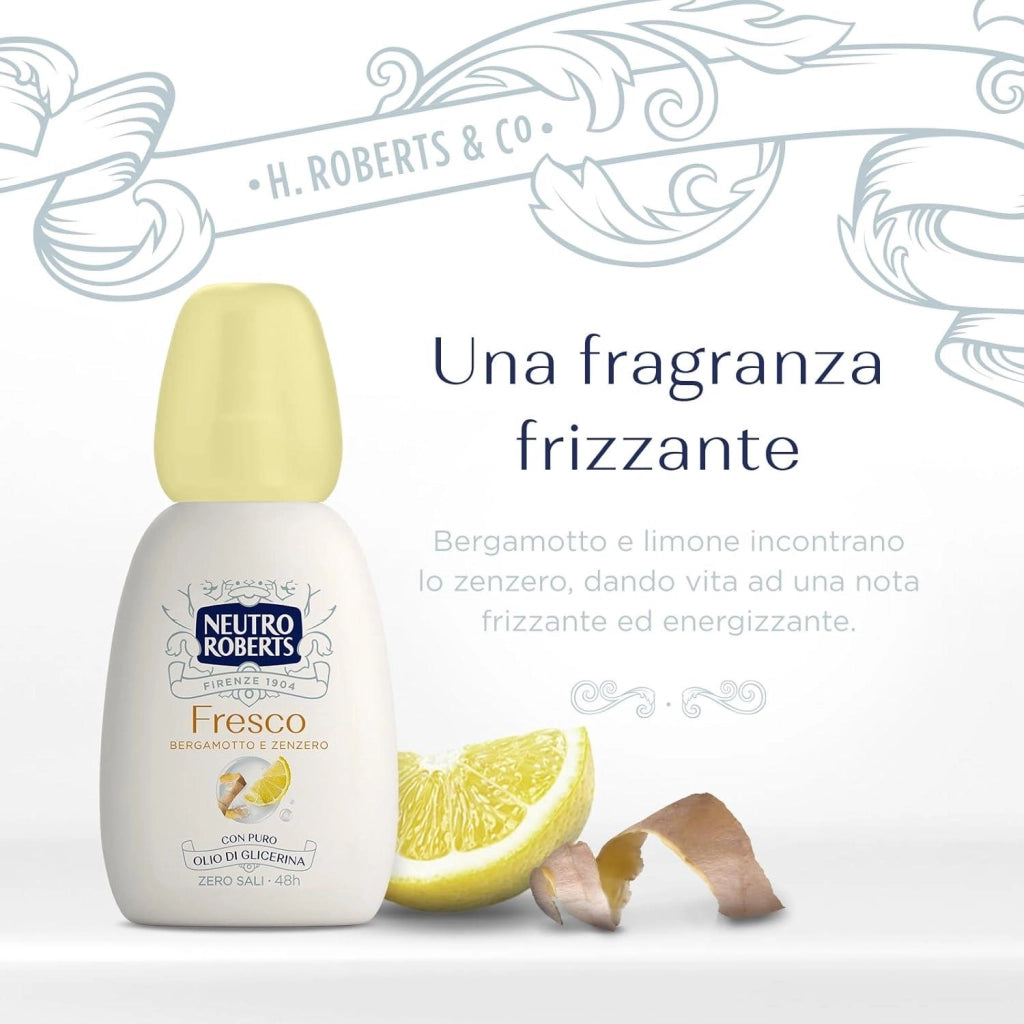 NEUTRO ROBERTS DEODORANTE VAPO FRESCO GIALLO BERGAMOTTO E ZENZERO CON PURO OLIO DI GLICERINA 75ML