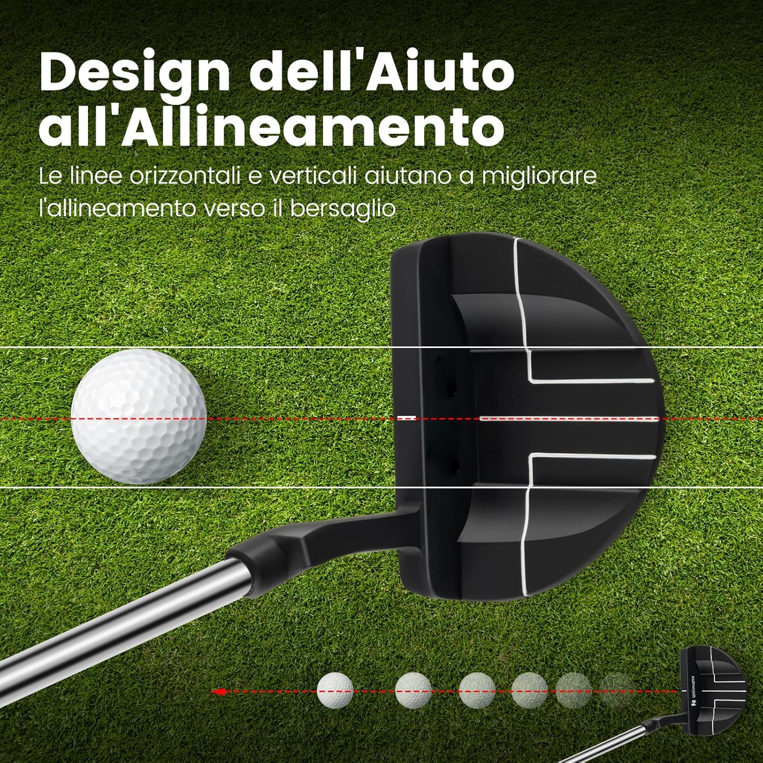 Chipper da Golf, Cuneo da Golf da 89 cm con Linee di Allineamento per Migliorare la Precisione, Club da Golf per Destrorsi