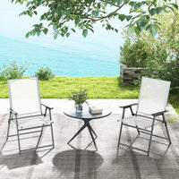 Set di 2/4 Sedie Pieghevoli da Giardino in Textilene, Sedie da Esterno con Schienale Alto, Poltrona Portatile per Giardino Campeggio Patio, Portata 150 kg (4, Bianco, 62 x 58 x 96 cm)