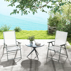Set di 2/4 Sedie Pieghevoli da Giardino in Textilene, Sedie da Esterno con Schienale Alto, Poltrona Portatile per Giardino Campeggio Patio, Portata 150 kg (4, Bianco, 62 x 58 x 96 cm)