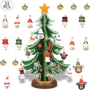 Mini tavolo in legno per albero di Natale - decorazione natalizia - 18 pezzi - verde - legno - 30 cm