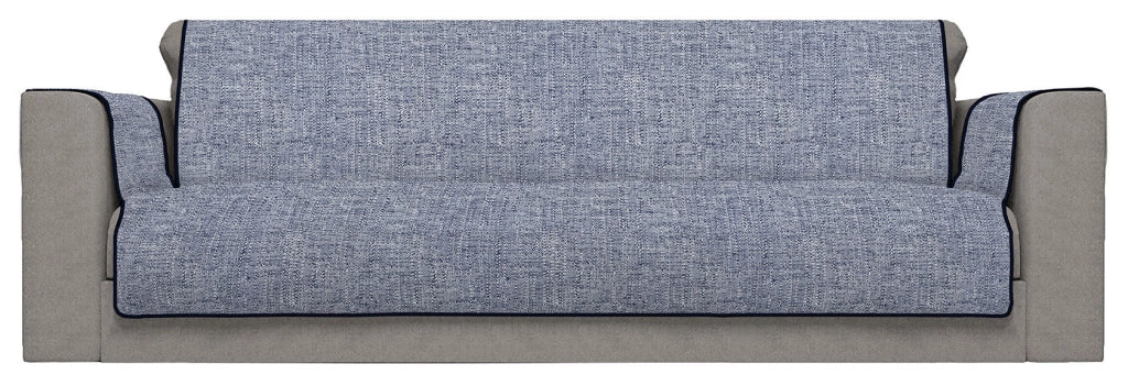 Copridivano con Copri Braccioli Seduta 60 cm in Poliestere Blu Scuro
