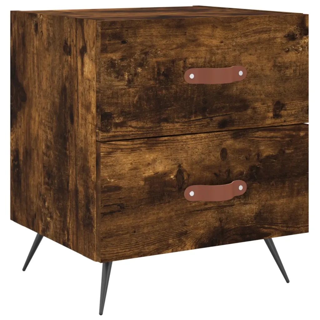Set di 2 Comodini | Armadio da Notte | Mobiletto da notte Rovere Fumo 40x35x47,5 cm in Legno Multistrato