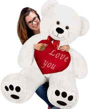Deuba Orso Peluche Innamorati XL 100cm Cuore I Love You Orsacchiotto Teddy Bear Bianco