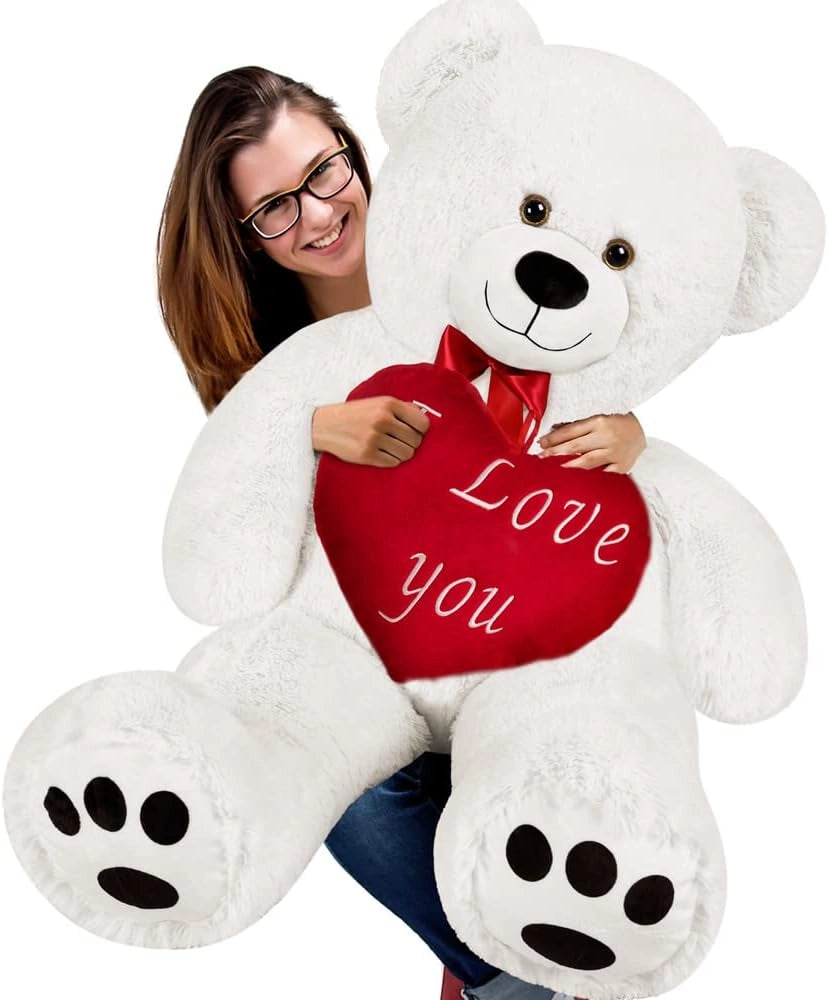 Deuba Orso Peluche Innamorati XL 100cm Cuore I Love You Orsacchiotto Teddy Bear Bianco