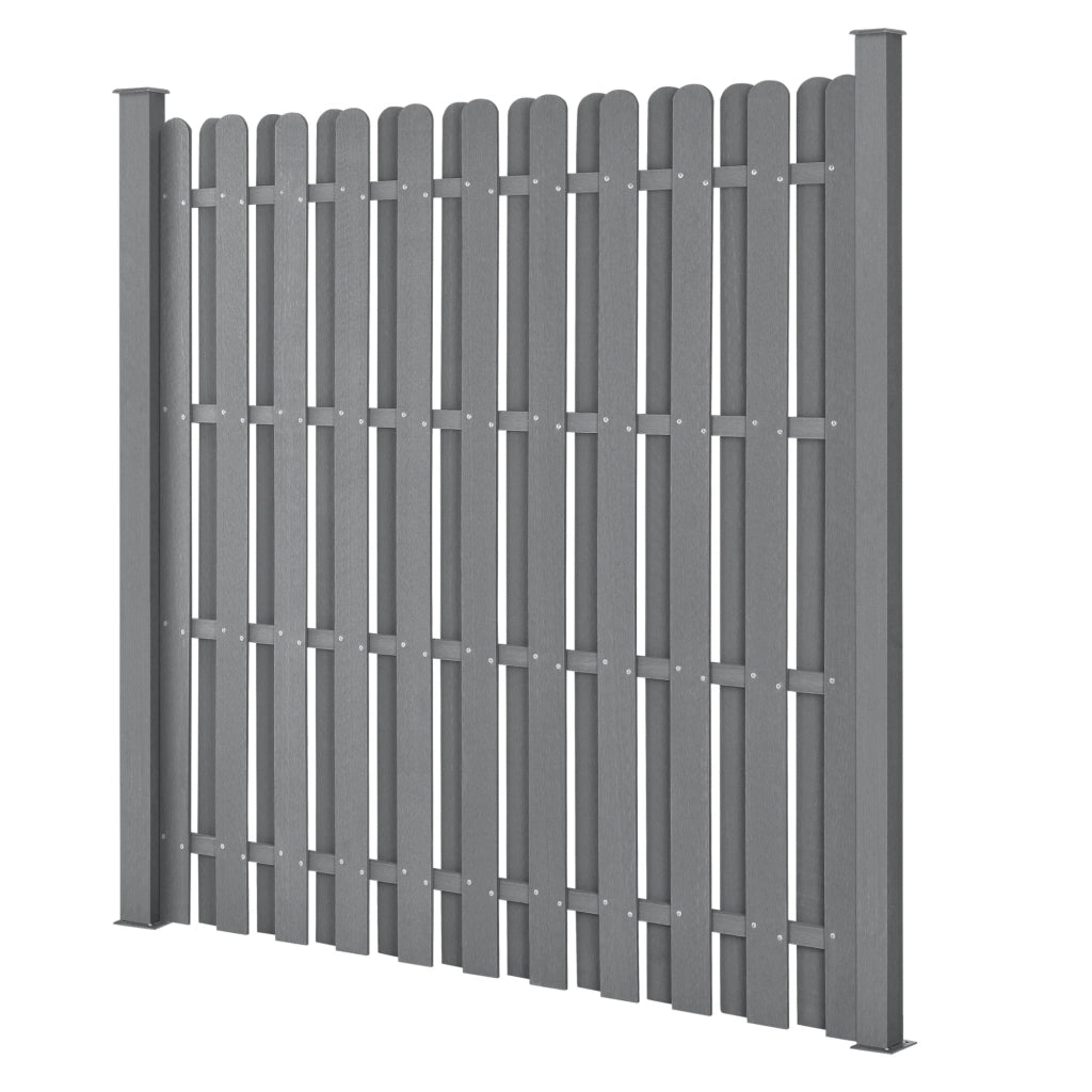 Set di 5 pannelli frangivento e per la privacy in legno composito (WPC) grigio 185 x 932 cm 03_0006591