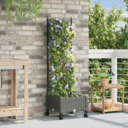 Vaso da giardino con grigliato e ruote Grigio Chiaro PP 3422937