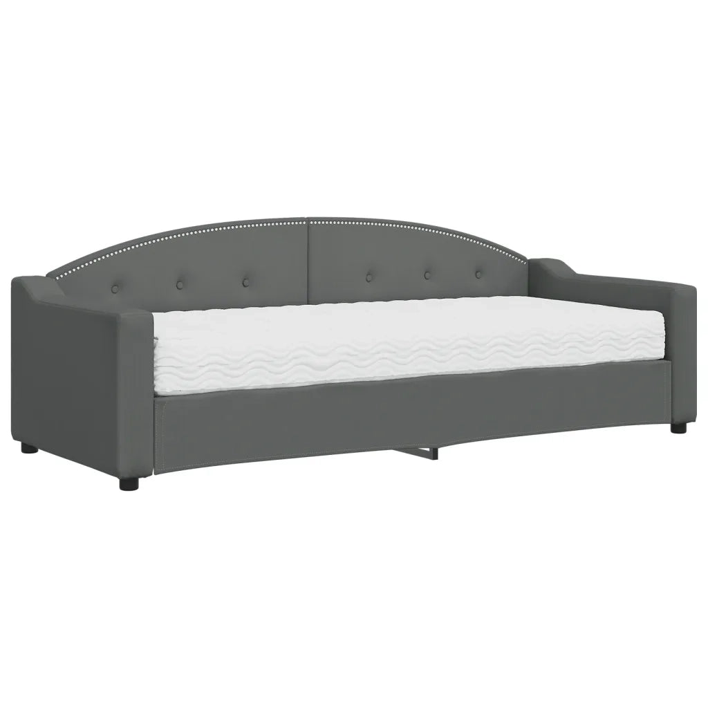 vidaXL Divano Letto con Materasso Grigio Scuro 80x200 cm in Tessuto